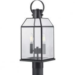 Canton Heights 2-Light Matte Black Outdoor Post Lantern with Clear Beveled Glass by Progress Lighting