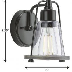Conway 1-Light Matte Black Clear Seeded Glass Farmhouse Wall Light by Progress Lighting -Progress Lighting Shop matte black progress lighting vanity lighting p300295 031 1f 1000