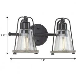 Conway 2-Light Matte Black Clear Seeded Glass Farmhouse Wall Light by Progress Lighting -Progress Lighting Shop matte black progress lighting vanity lighting p300296 031 1f 1000