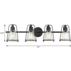 Conway 4-Light Matte Black Clear Seeded Glass Farmhouse Wall Light by Progress Lighting -Progress Lighting Shop matte black progress lighting vanity lighting p300298 031 1f 1000