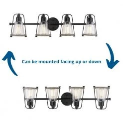 Conway 4-Light Matte Black Clear Seeded Glass Farmhouse Wall Light by Progress Lighting -Progress Lighting Shop matte black progress lighting vanity lighting p300298 031 c3 1000