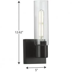 Clarion 1-Light Matte Black Clear Glass Modern Wall Light by Progress Lighting -Progress Lighting Shop matte black progress lighting vanity lighting p300299 031 1f 1000