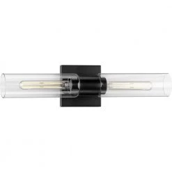 Clarion 2-Light Matte Black Clear Glass Modern Wall Light by Progress Lighting
