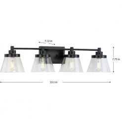 Hinton 33.5 in. 4-Light Matte Black Clear Seeded Glass Farmhouse Bath Vanity Light by Progress Lighting 16 Hinton 33.5 in. 4-Light Matte Black Clear Seeded Glass Farmhouse Bath Vanity Light by Progress Lighting -Progress Lighting Shop matte black progress lighting vanity lighting p300351 31m c3 1000