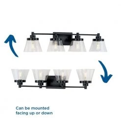 Hinton 33.5 in. 4-Light Matte Black Clear Seeded Glass Farmhouse Bath Vanity Light by Progress Lighting 20 Hinton 33.5 in. 4-Light Matte Black Clear Seeded Glass Farmhouse Bath Vanity Light by Progress Lighting -Progress Lighting Shop matte black progress lighting vanity lighting p300351 31m fa 1000
