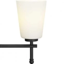 Glenville 7.3 in. 3-Light Matte Black Vanity Light with Etched White Glass Shades by Progress Lighting -Progress Lighting Shop matte black progress lighting vanity lighting p300352 31m 1f 1000