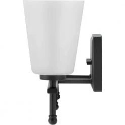 Glenville 7.3 in. 3-Light Matte Black Vanity Light with Etched White Glass Shades by Progress Lighting -Progress Lighting Shop matte black progress lighting vanity lighting p300352 31m 4f 1000