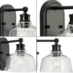 Singleton 7.62 in. 1-Light Matte Black Vanity Light with Clear Glass Shade by Progress Lighting -Progress Lighting Shop matte black progress lighting vanity lighting p300395 31m 1f 1000