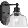 Singleton 7.62 in. 1-Light Matte Black Vanity Light with Clear Glass Shade by Progress Lighting -Progress Lighting Shop matte black progress lighting vanity lighting p300395 31m 64 1000