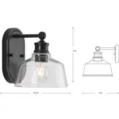 Singleton 7.62 in. 1-Light Matte Black Vanity Light with Clear Glass Shade by Progress Lighting -Progress Lighting Shop matte black progress lighting vanity lighting p300395 31m d4 1000