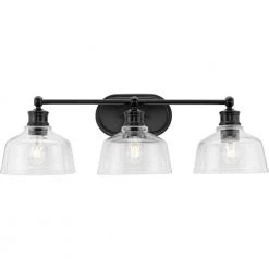 Singleton 26.5 in. 3-Light Matte Black Vanity Light with Clear Glass Shades by Progress Lighting -Progress Lighting Shop matte black progress lighting vanity lighting p300397 31m 44 1000