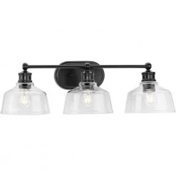 Singleton 26.5 in. 3-Light Matte Black Vanity Light with Clear Glass Shades by Progress Lighting