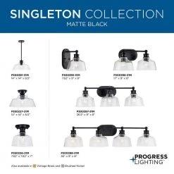 Singleton 36 in. 4-Light Matte Black Vanity Light with Clear Glass Shades by Progress Lighting -Progress Lighting Shop matte black progress lighting vanity lighting p300398 31m 44 1000