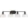 Singleton 36 in. 4-Light Matte Black Vanity Light with Clear Glass Shades by Progress Lighting