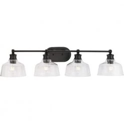 Singleton 36 in. 4-Light Matte Black Vanity Light with Clear Glass Shades by Progress Lighting
