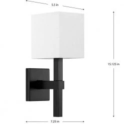 Metro 5.5 in. 1-Light Matte Black New Traditional Wall Sconce with Summer Linen Shade by Progress Lighting -Progress Lighting Shop matte black progress lighting vanity lighting p710016 31m c3 1000
