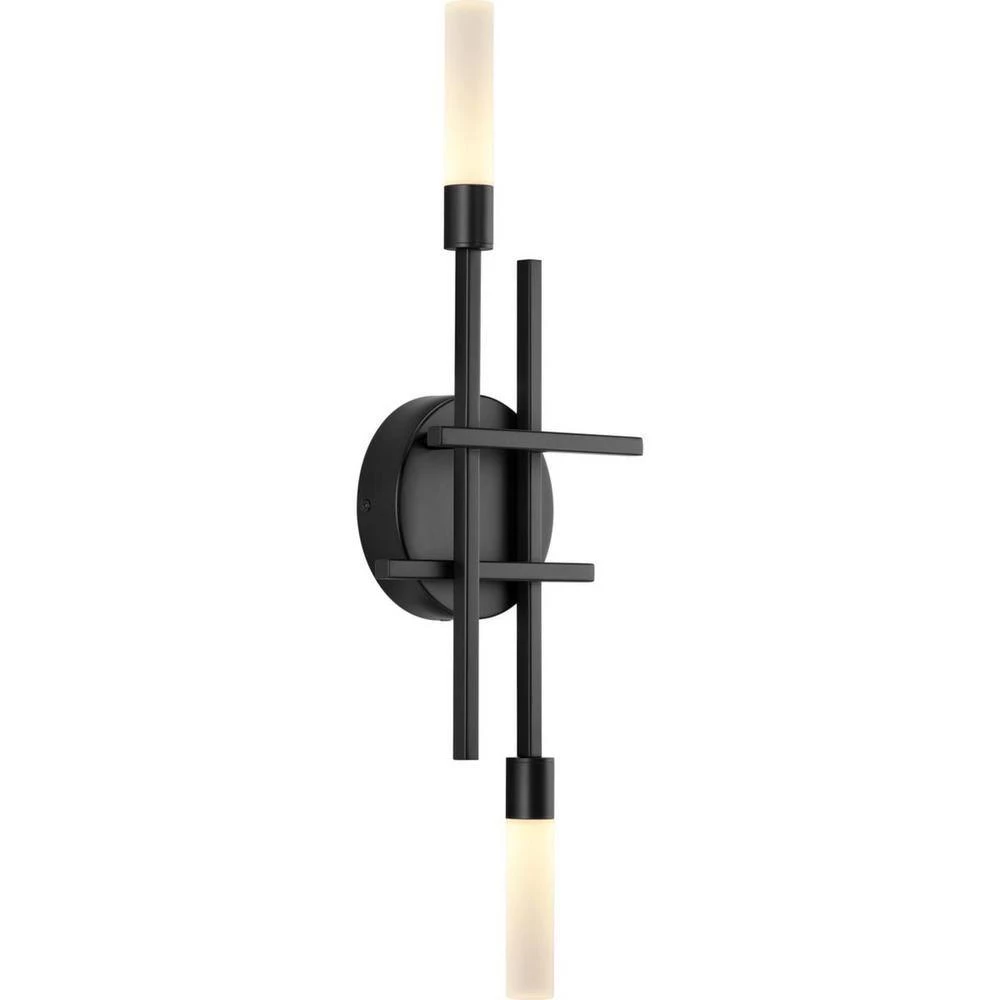 Quadrant LED Collection 2-Light Matte Black Frosted Glass Modern Wall Light by Progress Lighting 6 Quadrant LED Collection 2-Light Matte Black Frosted Glass Modern Wall Light by Progress Lighting - Image 4