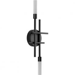 Quadrant LED Collection 2-Light Matte Black Frosted Glass Modern Wall Light by Progress Lighting