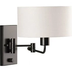 Carrick 1-Light Matte Black Summer Linen Shade Transitional Wall Sconce by Progress Lighting -Progress Lighting Shop matte black progress lighting vanity lighting p710104 31m 4f 1000