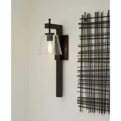 Saffert 7.5 in. 1-Light Matte Black New Traditional Wall Sconce with Clear Glass Shade for Bath by Progress Lighting -Progress Lighting Shop matte black progress lighting vanity lighting p710108 31m 1f 1000