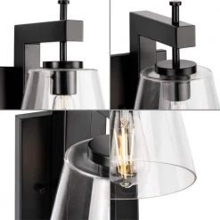 Saffert 7.5 in. 1-Light Matte Black New Traditional Wall Sconce with Clear Glass Shade for Bath by Progress Lighting -Progress Lighting Shop matte black progress lighting vanity lighting p710108 31m 44 1000