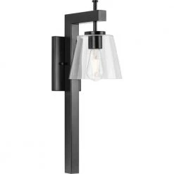 Saffert 7.5 in. 1-Light Matte Black New Traditional Wall Sconce with Clear Glass Shade for Bath by Progress Lighting