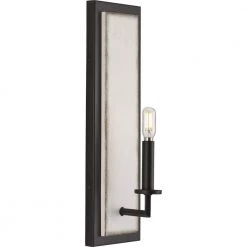 Galloway 1-Light 18 in. Matte Black Modern Farmhouse Wall Bracket with Distressed White Accents by Progress Lighting