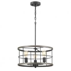 Fairforest 3-Light Matte Black with Aged Oak Accents Chandelier by Progress Lighting -Progress Lighting Shop matte black with aged oak accents progress lighting chandeliers p400241 031 1f 1000