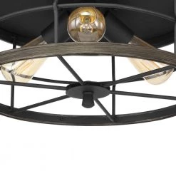 Fairforest Collection 15.75 in. 3-Light Matte Black Farmhouse Flush Mount with Aged Oak Accents by Progress Lighting -Progress Lighting Shop matte black with aged oak accents progress lighting flush mount lights p350175 031 1f 1000