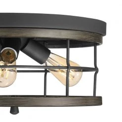 Fairforest Collection 15.75 in. 3-Light Matte Black Farmhouse Flush Mount with Aged Oak Accents by Progress Lighting -Progress Lighting Shop matte black with aged oak accents progress lighting flush mount lights p350175 031 44 1000