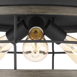 Fairforest Collection 15.75 in. 3-Light Matte Black Farmhouse Flush Mount with Aged Oak Accents by Progress Lighting -Progress Lighting Shop matte black with aged oak accents progress lighting flush mount lights p350175 031 4f 1000