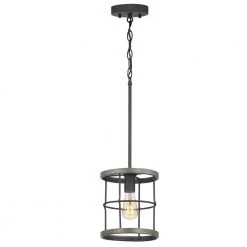 Fairforest 1-Light Matte Black with Aged Oak Accents Mini-Pendant by Progress Lighting -Progress Lighting Shop matte black with aged oak accents progress lighting pendant lights p500286 031 44 1000