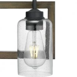 Truxel 7 in. 3-Light Matte Black Vanity Light with Walnut Wood Accents and Clear Seeded Glass Shades by Progress Lighting -Progress Lighting Shop matte black with walnut wood accents progress lighting vanity lighting p300355 031 1f 1000