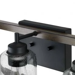 Truxel 7 in. 3-Light Matte Black Vanity Light with Walnut Wood Accents and Clear Seeded Glass Shades by Progress Lighting -Progress Lighting Shop matte black with walnut wood accents progress lighting vanity lighting p300355 031 44 1000