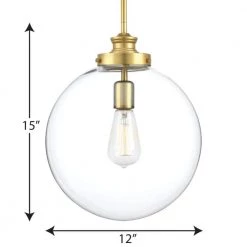 Penn Collection 12 in. 1-Light Golden Natural Brass Clear Glass Farmhouse Kitchen Pendant Light by Progress Lighting -Progress Lighting Shop natural brass progress lighting chandeliers p5328 137 40 1000