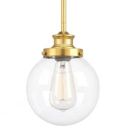 Penn Collection 6-7/8 in. 1-Light Golden Natural Brass Clear Glass Farmhouse Kitchen Pendant Light by Progress Lighting -Progress Lighting Shop natural brass progress lighting pendant lights p5067 137 40 1000