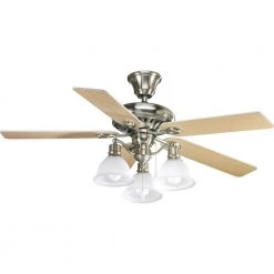 AirPro Signature 52 in. Indoor Brushed Nickel Modern Ceiling Fan by Progress Lighting -Progress Lighting Shop nickel progress lighting ceiling fans without lights p2521 09ch fa 1000