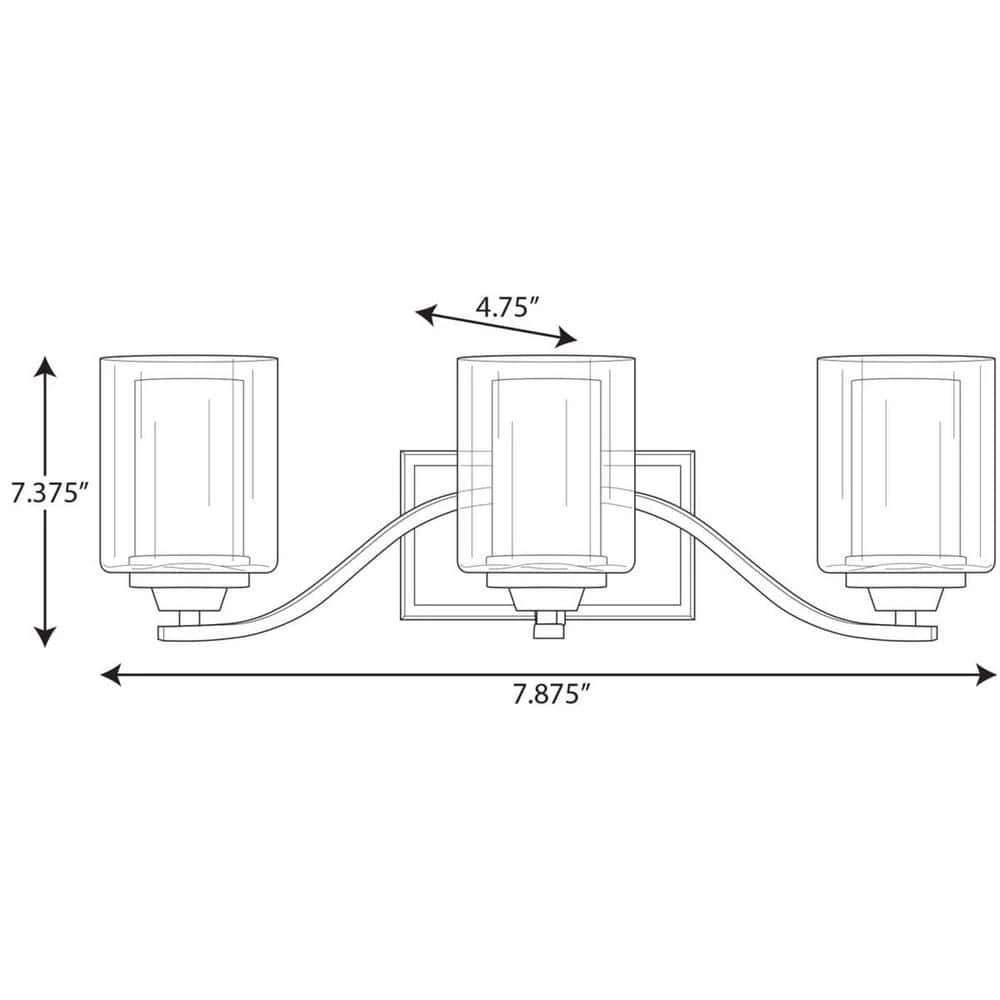 Kene Collection 3-Light Brushed Nickel Clear Glass Craftsman Bath Vanity Light by Progress Lighting 4 Kene Collection 3-Light Brushed Nickel Clear Glass Craftsman Bath Vanity Light by Progress Lighting - Image 2
