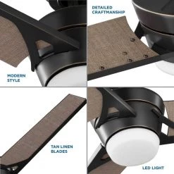 Kasota 56 in. Indoor 3-Blade Tan Linen/Oil Rubbed Bronze LED DC Motor Modern Ceiling Fan with Remote Control by Progress Lighting 11 Kasota 56 in. Indoor 3-Blade Tan Linen/Oil Rubbed Bronze LED DC Motor Modern Ceiling Fan with Remote Control by Progress Lighting -Progress Lighting Shop oil rubbed bronze progress lighting ceiling fans with lights p250072 108 30 c3 1000