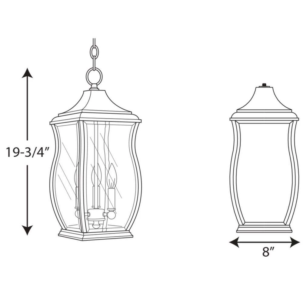 Township Collection 3-Light Oil Rubbed Bronze Clear Beveled Glass New Traditional Outdoor Hanging Lantern Light by Progress Lighting 6 Township Collection 3-Light Oil Rubbed Bronze Clear Beveled Glass New Traditional Outdoor Hanging Lantern Light by Progress Lighting - Image 4