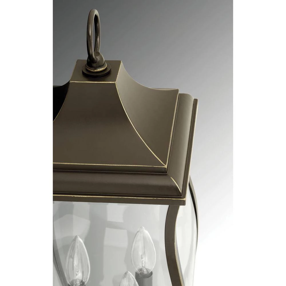 Township Collection 3-Light Oil Rubbed Bronze Clear Beveled Glass New Traditional Outdoor Hanging Lantern Light by Progress Lighting 4 Township Collection 3-Light Oil Rubbed Bronze Clear Beveled Glass New Traditional Outdoor Hanging Lantern Light by Progress Lighting - Image 2