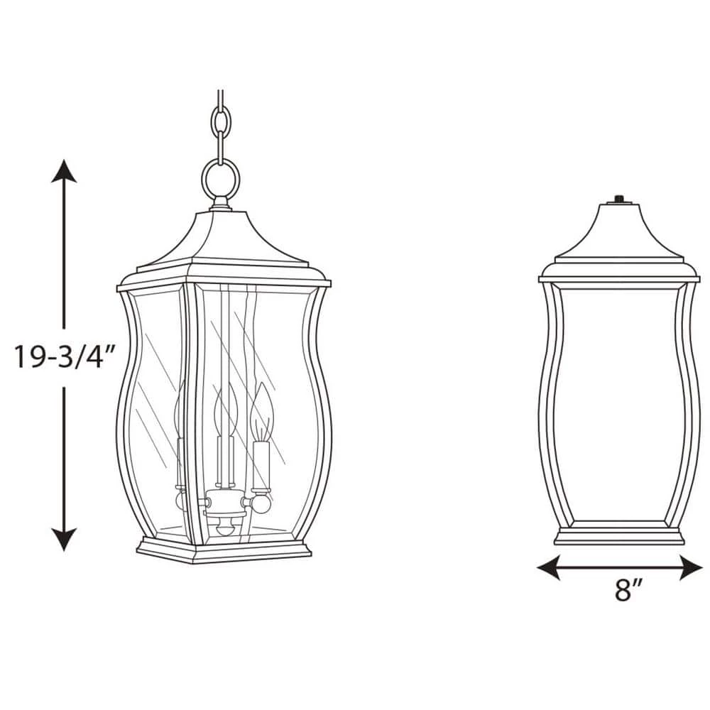 Township Collection 3-Light Oil Rubbed Bronze Clear Beveled Glass New Traditional Outdoor Hanging Lantern Light by Progress Lighting 5 Township Collection 3-Light Oil Rubbed Bronze Clear Beveled Glass New Traditional Outdoor Hanging Lantern Light by Progress Lighting - Image 3