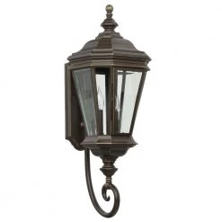 Crawford Collection 3-Light Oil Rubbed Bronze Clear Beveled Glass New Traditional Outdoor Large Wall Lantern Light by Progress Lighting -Progress Lighting Shop oil rubbed bronze progress lighting outdoor sconces p5672 108 1d 1000