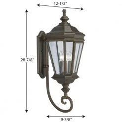 Crawford Collection 3-Light Oil Rubbed Bronze Clear Beveled Glass New Traditional Outdoor Large Wall Lantern Light by Progress Lighting -Progress Lighting Shop oil rubbed bronze progress lighting outdoor sconces p5672 108 c3 1000
