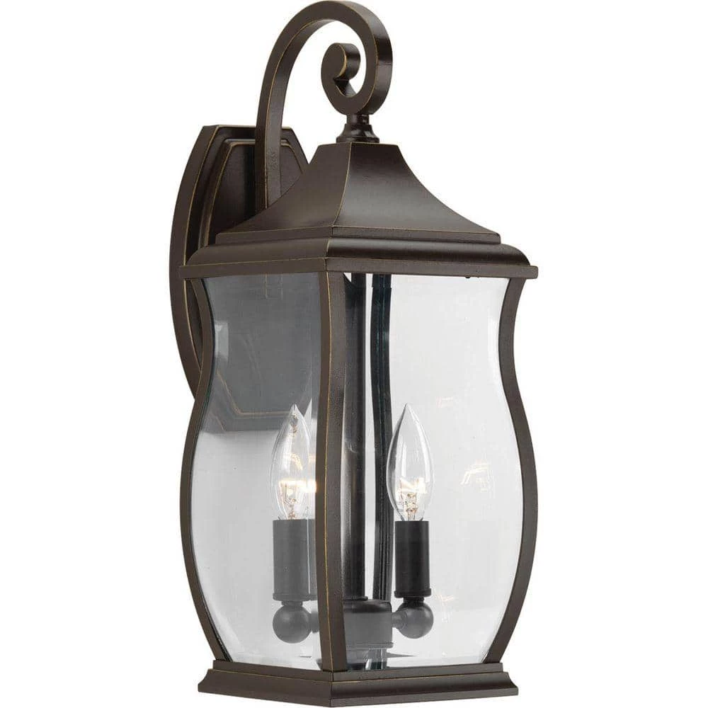 Township Collection 2-Light Oil Rubbed Bronze Clear Beveled Glass New Traditional Outdoor Medium Wall Lantern Light by Progress Lighting 3 Township Collection 2-Light Oil Rubbed Bronze Clear Beveled Glass New Traditional Outdoor Medium Wall Lantern Light by Progress Lighting