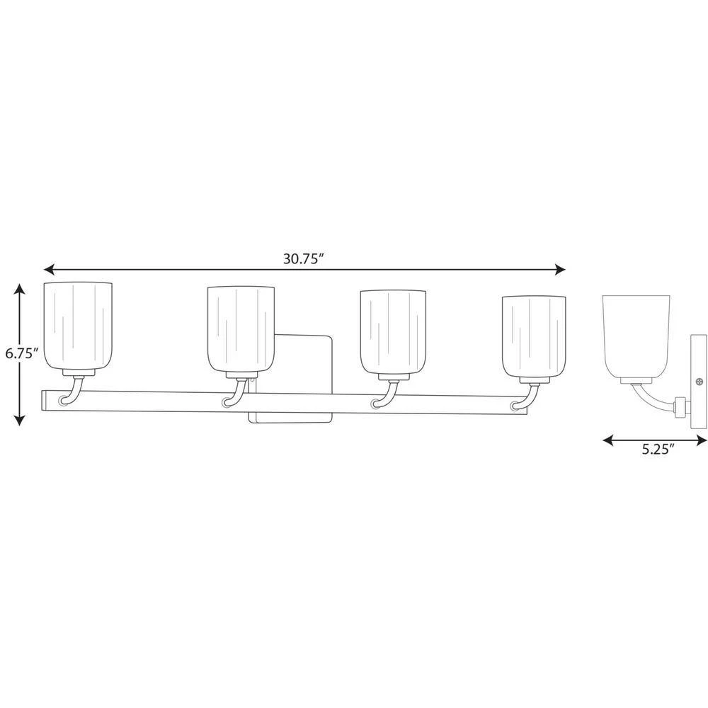 Moore Collection 4-Light Matte Black White Opal Glass Luxe Bath Vanity Light by Progress Lighting 4 Moore Collection 4-Light Matte Black White Opal Glass Luxe Bath Vanity Light by Progress Lighting - Image 2