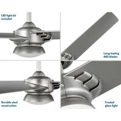 Edwidge 52 in. 3-Blade LED Painted Nickel DC Motor Contemporary Ceiling Fan with Light by Progress Lighting -Progress Lighting Shop painted nickel progress lighting ceiling fans with lights p250062 152 30 4f 1000