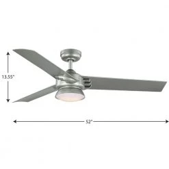 Edwidge 52 in. 3-Blade LED Painted Nickel DC Motor Contemporary Ceiling Fan with Light by Progress Lighting -Progress Lighting Shop painted nickel progress lighting ceiling fans with lights p250062 152 30 fa 1000