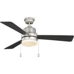 Trevina V 52 in. LED Indoor Painted Nickel ENERGY STAR Modern Ceiling Fan with Light Kit and White Opal Shade by Progress Lighting