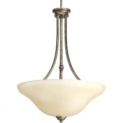 Spirit Collection 3-Light Pebbles Foyer Pendant with Etched Light Umber Glass by Progress Lighting